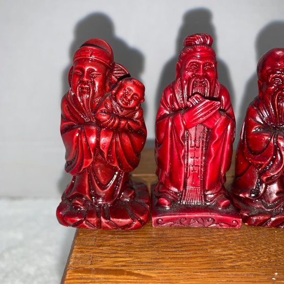 Set of 5 Red Chinese UCGC Resin Figures - Picture 2 of 11